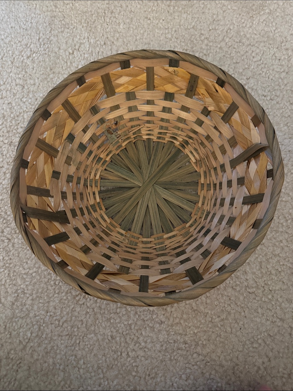 Handwoven Natural and Olive Wicker Basket - Home Accents